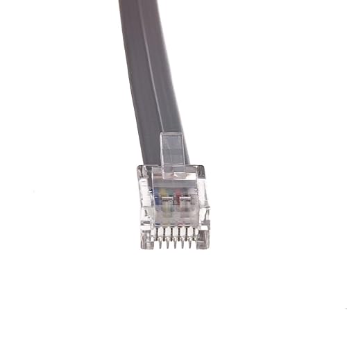 Miniatura 4 de Cable telefónico de 25 pies para voz (VoIP), conectores RJ11 chapados en oro, 6P  6C, satén plateado, 28 AWG, reversa, cable de teléfono RJ12