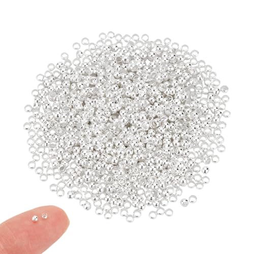 UNICRAFTALE 1000 Stück 925 Sterling Silber Quetschperlen Plattierte Rondell Abstandshalterperlen Winzige Quetschperlen Metallperlen Beschläge Für Die Herstellung DIY Armbändern Und Halsketten