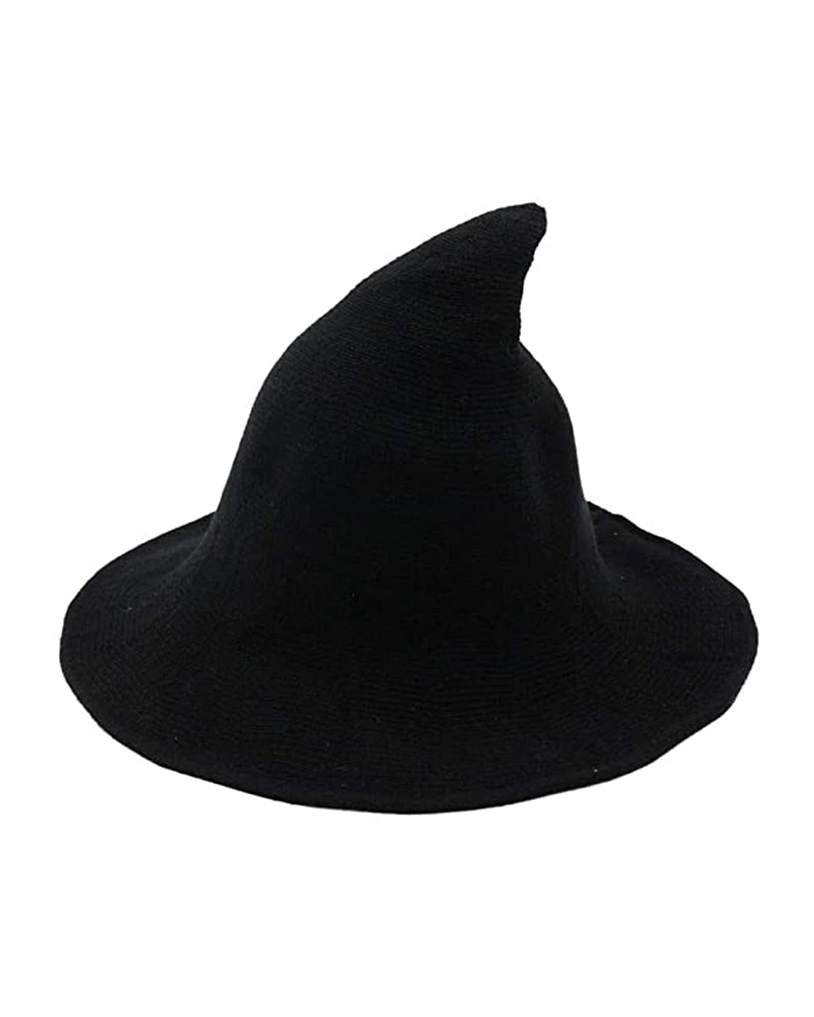 Women Halloween Wool Witch Hat Knitted Cap Partys Masquerade Cosplay Costume Accessory (Black, ONE Size)
