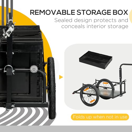 Image of Aosom Bike Cargo Trailer Removable Storage Box Bottom | Bicycle Trailer Wagon Cart, Quick Release 16 inch Wheels, Safe Reflectors