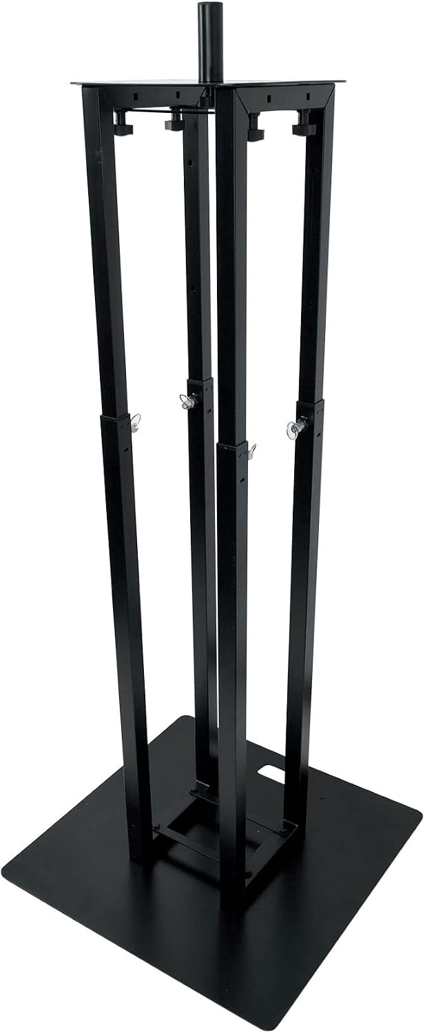 Rockville RTP33-TV Totem DJ Speaker Lighting Stands with Detachable TV Mount, Adjustable Height 39–69 in, Steel Construction, Includes Scrims and Travel Bags, 2-Piece