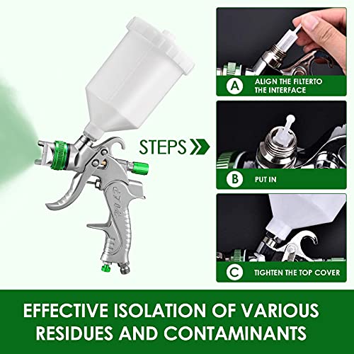 HUKOER HVLP Professioneel verfspuitpistool, erg efficiënt, goede verstuiving, 3 sproeiers (1,4/1,7/2,0 mm), 600 cc spuitbus - Image 8
