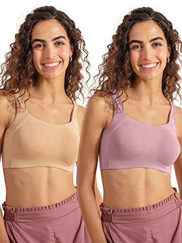 Image of NYKD NYB158 Non Wired & Full Coverage Square Neckline Slip On Bra for Women | Breathable Cotton Stretch Fabric with Disappearing Neckline & Visible Side Shaper Panel | Ideal for Everyday Wear