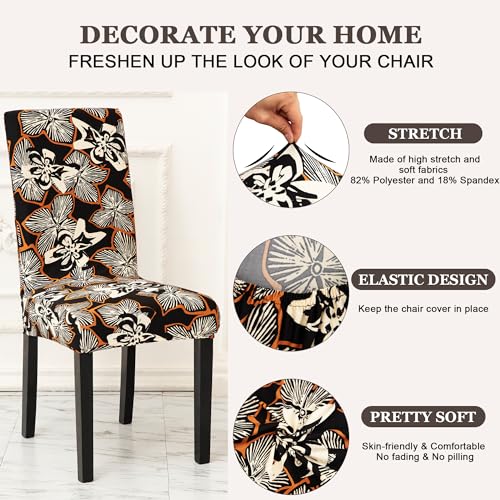 Sufdari Dining Chair Covers,Kitchen Chair Cover,Parsons Chair Slipcover,Spandex Chair Protectors for Dining Room Stretch Chairs Cover Set of 6 -Black Cream Floral Sufdari Dining Chair Covers,Kitchen Chair Cover,Parsons Chair Slipcover,Spandex Chair Protectors for Dining Room Stretch Chairs Cover Set of 6 -Black Cream Floral - Image 6