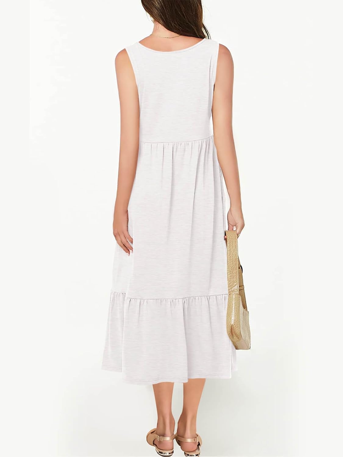 Batermoon Girls Summer Dress Sleeveless Flowy Tiered Casual Long Maxi Dress with Pockets - Image 4