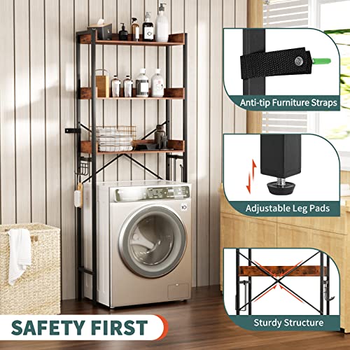 Yoobure-Over-The-Toilet-Storage-Rack-3-Tier-Bathroom-Toilet-Shelf-with-Hooks-Bathroom-Organizer-Over-Toilet-Storage-Bathroom-Shelves-Over-Toilet-for-Bathroom-Space-Saver-Above-Toilet-Shelves