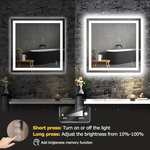 Image of Hivone 36 inchX36 inch LED Bathroom Mirror with Lights, UL Listed