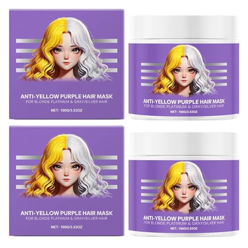 Máscara Anti-amarillecimiento Del Cabello Púrpura, Acondicionador Hidratante Púrpura, Quitar Tonos Amarillos Y Condición Seco, Para El Cabello Rubio Platino Y Gris/plata (2pcs)