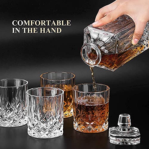 Image of Elegant Whiskey Decanter Set with Glass 7 pc for Men & Women, 750 Ml Whiskey Crystal Liquor Drinking Decanter Gift for Alcohol Lover (MV-01)