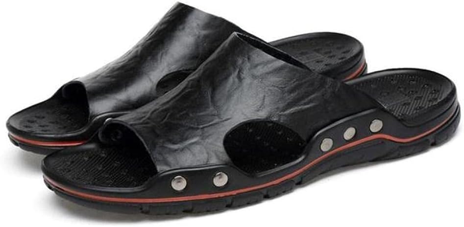 Amaonz Mens Slippers Outdoor Summer Genuine Leather Slides For Men Couple Non-Slip Women Home Fashion Casual Single Shoes Large Size