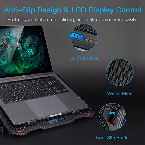 Trakxy-Laptop-Cooling-Pad-Compatible-with-121-156-Inch-Laptops-Laptop-Fan-Cooling-Stand-Adjustable-Height-with-6-Quite-Fans-Blue-LED-Lights-6-Speeds-LCD-Monitor-Cooling-Pad-for-Gaming-Laptops