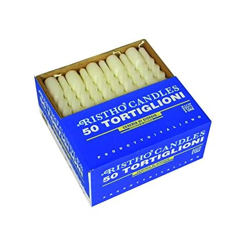 Cereria di Giorgio Risthò Candele Tortiglione for Candlestick, Wax, Ivory, 2.2 x 21 cm, 50 Units Cover