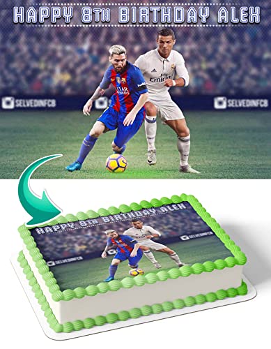 Ronaldo Messi Edible Cake Image Topper Birthday Cake Banner 1/4