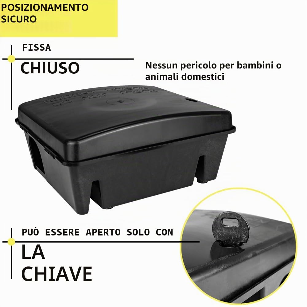10x Scatola per esche Trappola per topi Bait Station Rat Sicuro per i Bambini Animaletti Interno Esterno Petigi