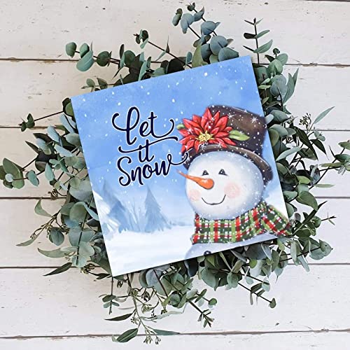 Letrero de madera con diseño de muñeco de nieve con temática navideña, estilo granja, decoración de pared, letrero impreso de madera maciza para sala de estar, ventana, estante, escritorio, oficina, 8