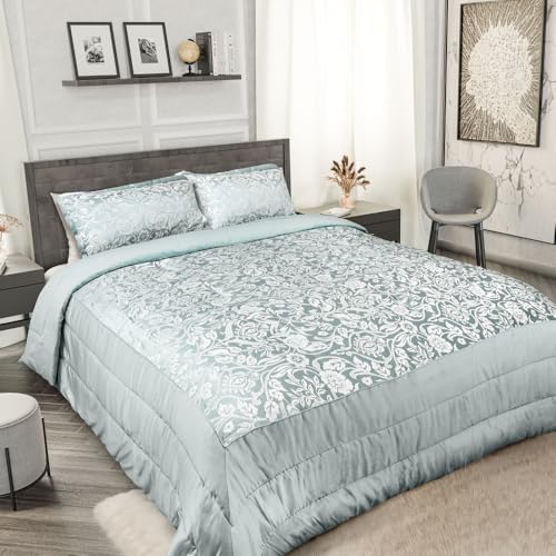Emma Barclay Eden - Embellished Jacquard Quilted Bedspread Set in Duck Egg - To Fit Double/King (EDEBEDDUC)