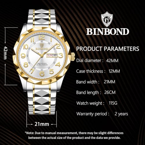 BINBOND Men's Luxury Big Face Analog Quartz Watch - Image 6