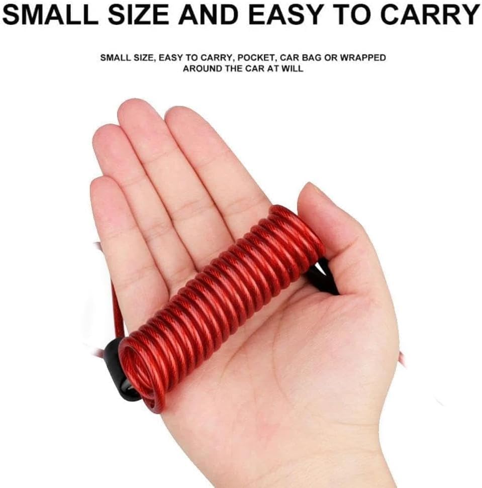 Miniatura 8 de Cerradura de casco rojo Cerradura de cable de acero portátil Cerradura de combinación de contraseña de 3 dígitos Cerradura de bicicleta Cerradura de