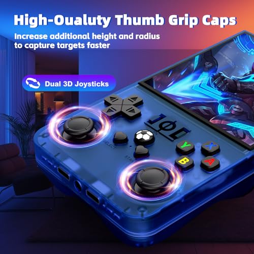 Image of R36MAX Retro Handheld Game Console, Retro Gaming Console with 64G Built-in 18000+ Classic Games, 4.0 Inch 720x720 IPS Screen, Portable Handheld Linux System, 4000mAh Battery (Blue)
