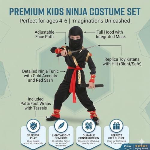 Image of Halloween costume for Kids| Vampire Robe Fancy Dress| Ninja Dress for kids | Ninja and Robe Halloween Dress for kid on Theme Party, Role play, Halloween