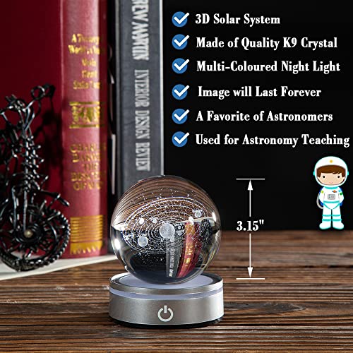 Ifolaina 3D Solar System Crystal Ball Model Gift Space Astronomy Gift Planets Multicolor Universe Globe Ball Science Astrophysics Gift Night Light Kids Bedroom Adults Gift #TOP1