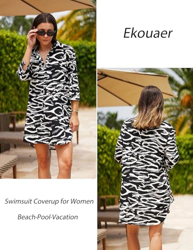 Image of Ekouaer Swimsuit Coverup for Women Bathing Suit Cover Up 2026 Summer Beach Vacation Outfits