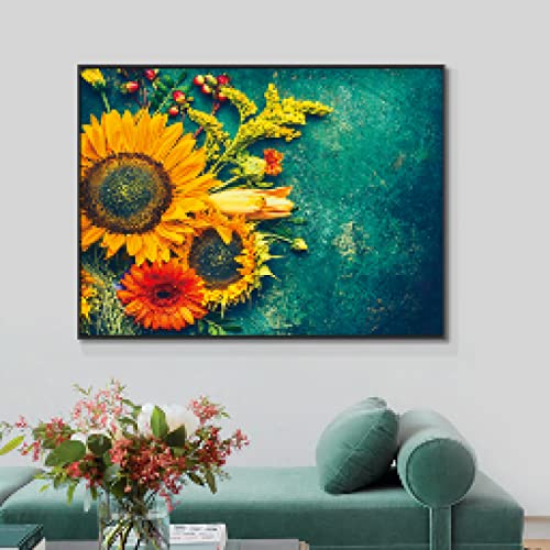 Toile de tournesols abstraite moderne 70x100cm pour decoration murale salon
