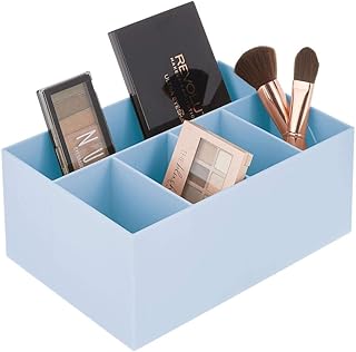 mDesign Rangement cosmétiques pour lavabo ou Coiffeuse – Panier de Salle de Bain en Plastique sans BPA pour Le Maquillage – Organiseur Maquillage Moderne avec 5 Compartiments – Bleu Ciel