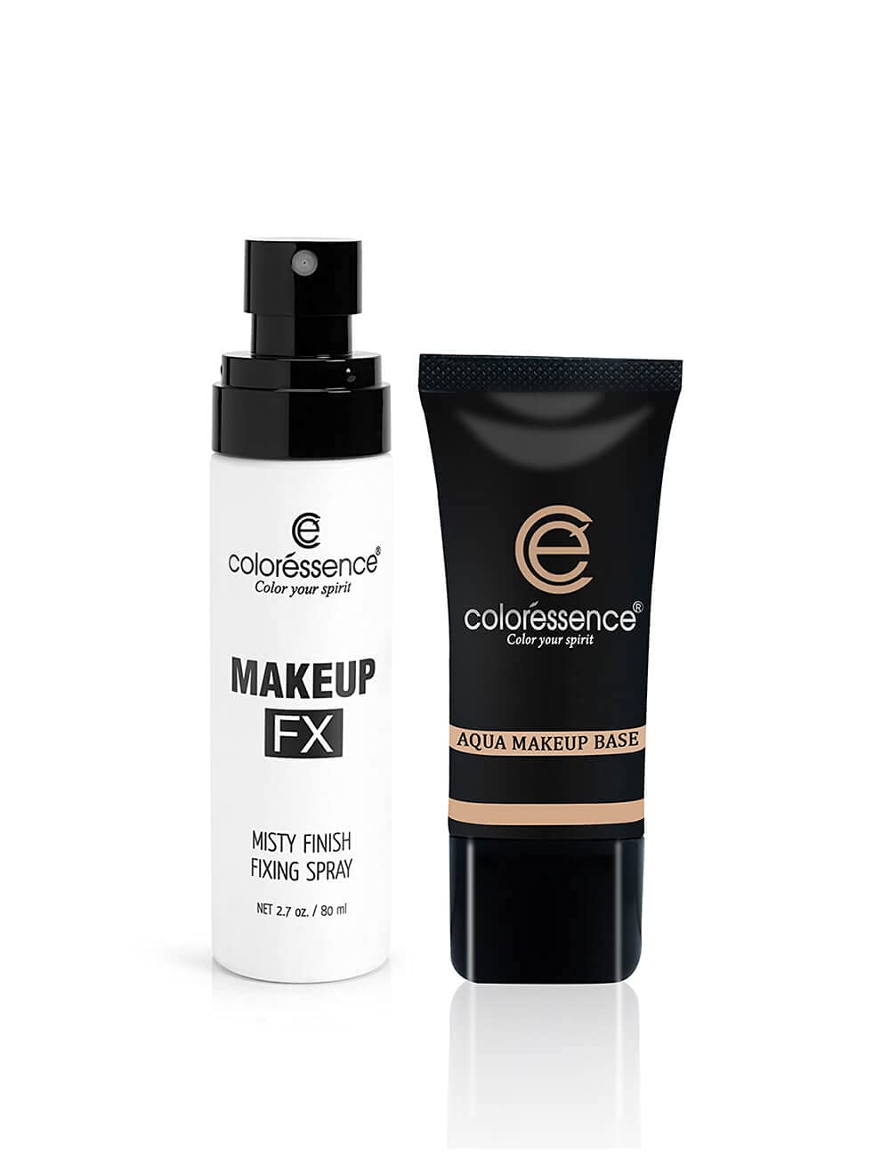 COLORESSENCE FX Misty Finish Makeup Fixer Spray and Aqua Base Liquid Matte Foundation (Beige) Combo, Quick Dry Long Lasting Waterproof Formula - 80ml + 35ml