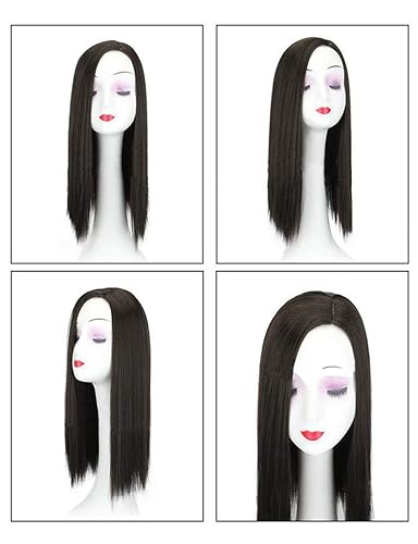 Miniatura 3 de Toppers de pelo largo y lacio de 20 pulgadas para mujeres con separación izquierda, extensiones de cabello con clip en la parte superior para