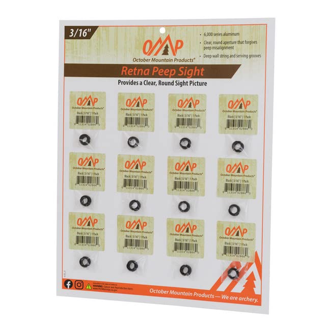 October Mountain Retna Peep Sight Black 3/16in. 12pk.