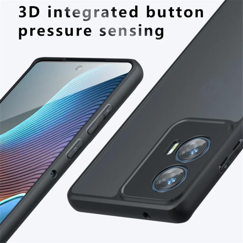 Image of Matte PC+TPU Back Cover Case for Motorola Moto G96 5G, Black | Anti-Fingerprint, 2.4m Drop Protection, Airbag Corners, Camera Protection, Skin-Friendly Feel
