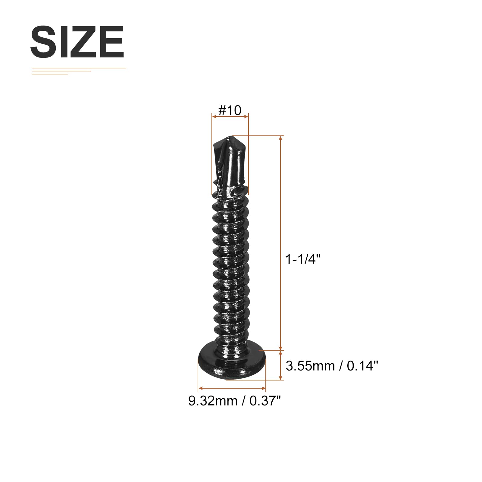 DTGN #10x1-1/4" Pan Head Self Drilling Screws - 50Pack - Black Oxide 410 Stainless Steel Phillips Drive Self Tapping Sheet Metal Screws - Image 2