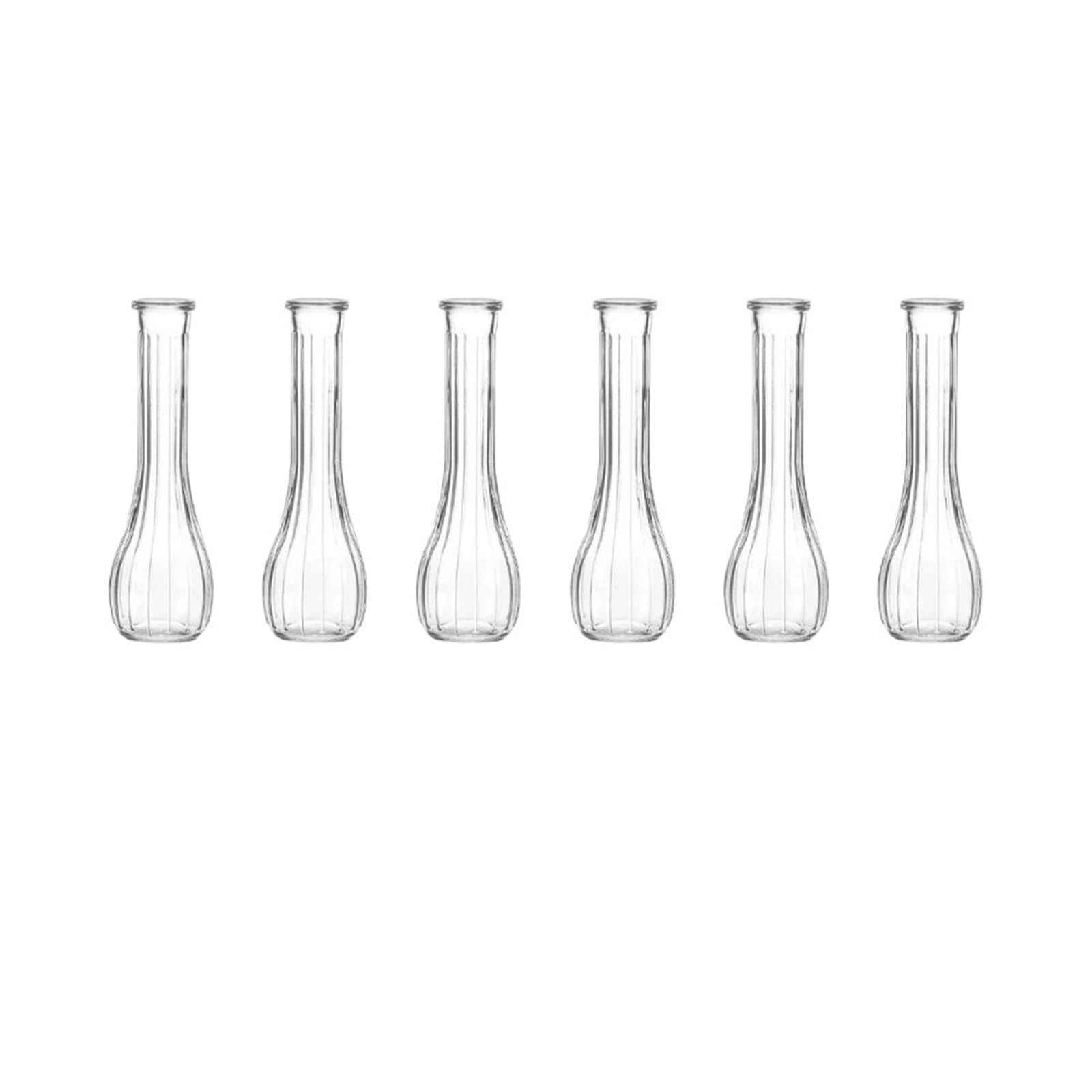 QuxetlRyz Glass Hydroponic Vase 6/12/16Pcs Rotating Relief Transparent Glass Vase Flower Arrangement Bud Vases Wedding Home Dining Table Decoration(6Pcs Vertical vases)
