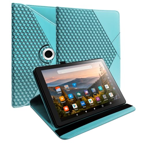 Case for Fire HD 10 11th/13th Generation (2021/2023 Release) Auto Wake/Sleep Stand with Holder 360 Rotating Kickstand & Pen Loop Lightweight TPU 6 Colors(Blue)