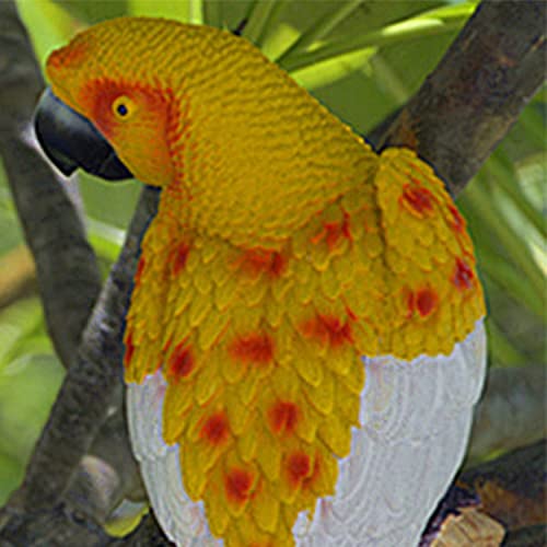 Sunnyway Resin Parrot Hanging Garden Statues 12 Inch 1 Pair, Realistic Parrot Outdoor Sculpture Landscape Ornament Patio Yard Lawn Figurine Tree Decor, Outdoor Garden Wall Statues (Red & Yellow) #TOP6
