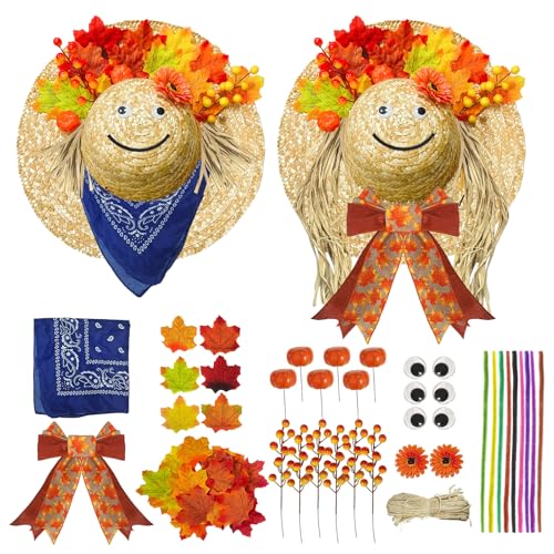 Cinrobiye 2 PCS Fall Wreath for Front Door 16 Inch