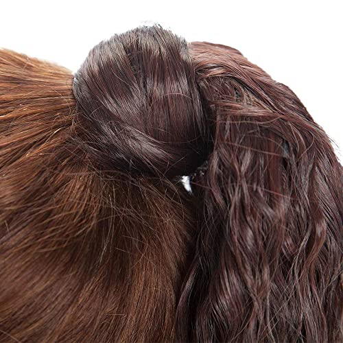 Long Ponytail Hair Extension Curly Wavy Wrap Around One Piece Pony Tail Extensions Clip in Synthetic Hairpieces Wig with Magic Paste for Women Girls Brown Blonde 24" - Image 4