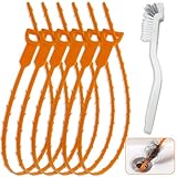 SHENSAIGO 6 Stück Abflussreiniger Spirale, 64 CM Abflussreiniger Sticks, Abflussspirale mit Rohrreinigungsbürste, Wiederverwendbar Rohrreiniger Spirale für Haaren Ablagerungen in Abfluss Waschbecken