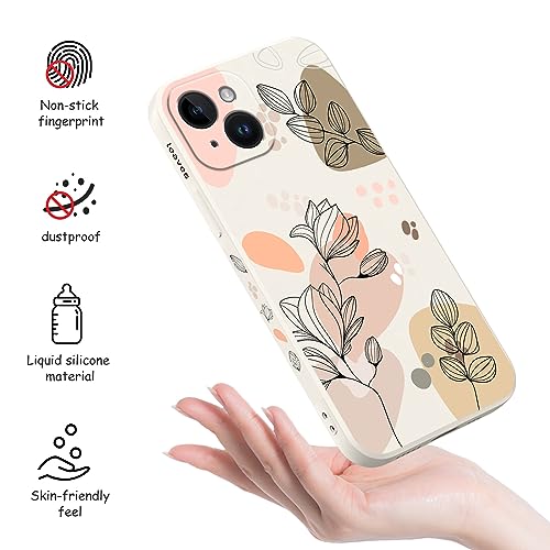 LEECG for iPhone 15 Case, Side Flowers Pattern Design Slim Soft Protector Phone Cover for iPhone 15, Morandi Rice White by LEECG - Used condition - Image 5
