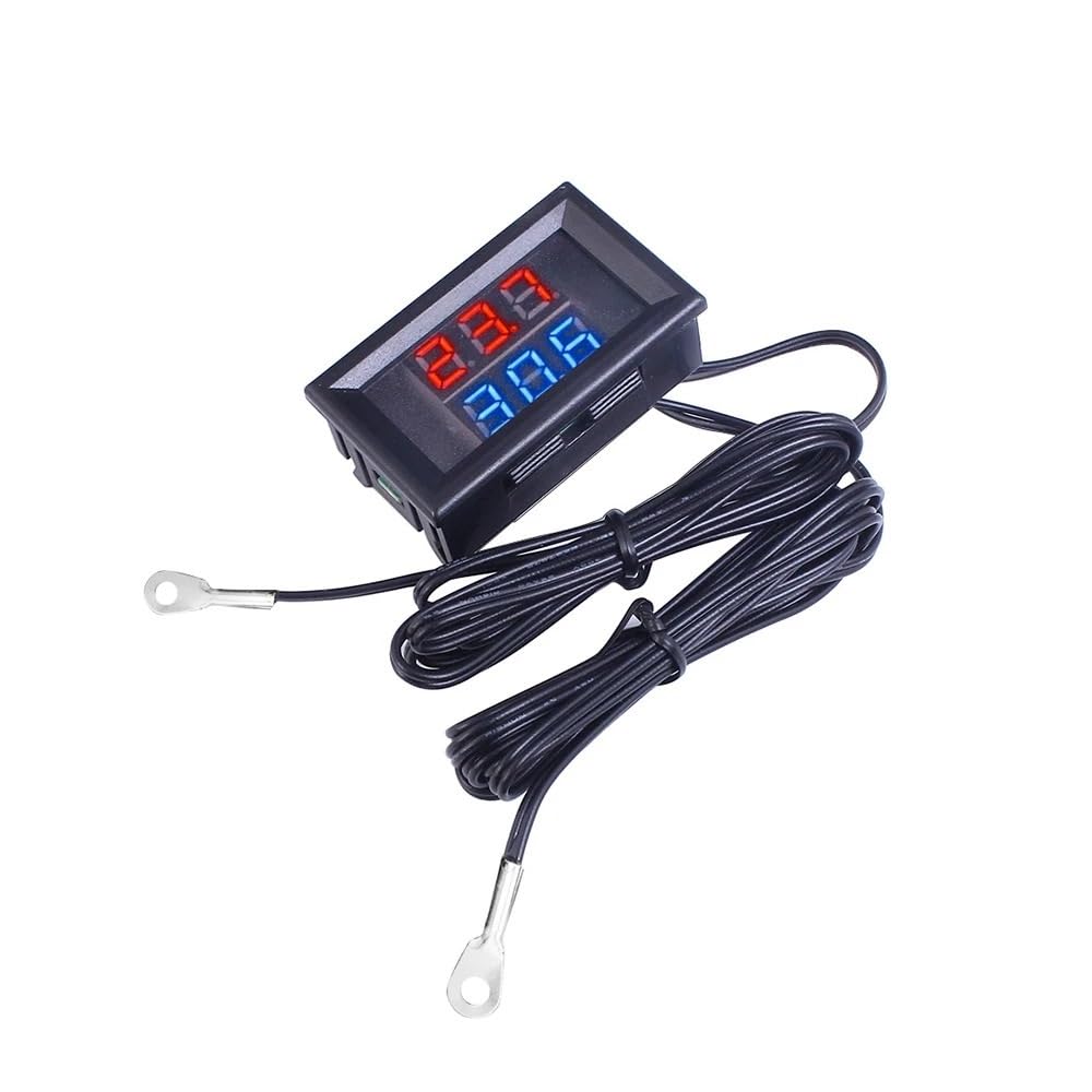 Cyfrowy miernik temperatury DC 4-28 V LED, podwójny wyświetlacz, wodoszczelny, regulator temperatury, z metalową sondą 1 m NTC do samochodu, pokoju i wnętrz (czerwony zielony)