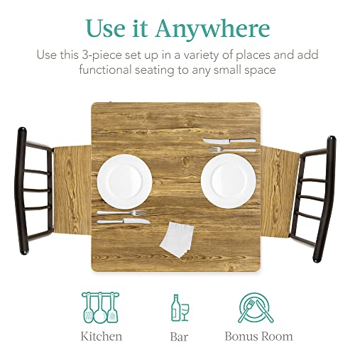 Best Choice Products 3-Piece Dining Set Modern Table Set, Metal And Wood Square For Kitchen, Dining Room, Dinette, Breakfast Nook W/ 2 Chairs - Brown #TOP3