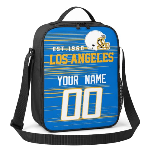 Image of Los Angeles Lunch Bag Custom Name and Number Personalized Gifts | Custom Personalized Lunch Box for Men Women