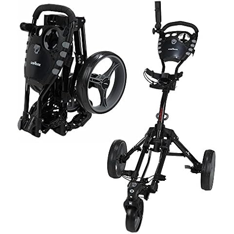 Caddymatic Golf 360 Degree SwivelEase 3 Wheel Folding Golf Cart Black Cover