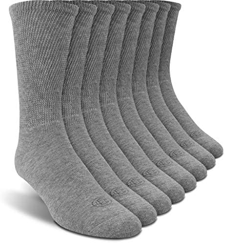 Doctor's Choice Diabetic Socks for Women, Non Binding Extra Wide Crew, Seamless Toe, Loose Fit, Cushioned Support, Neuropathy Relief, Wide Toe Box, Swollen Feet, 4 Pairs 10-13, Large (Light Grey)