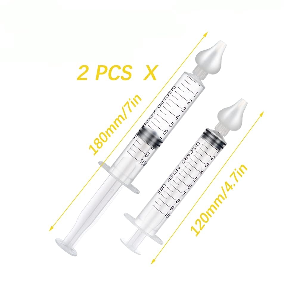 2 Pezzi Irrigatore Nasale, 10 ml Aspiratore Nasale, Nasale Bambino Neonato, Sicuro e Delicato Nasale, Riutilizzabile Aspiratore Nasale, Per Neonati y Bambini