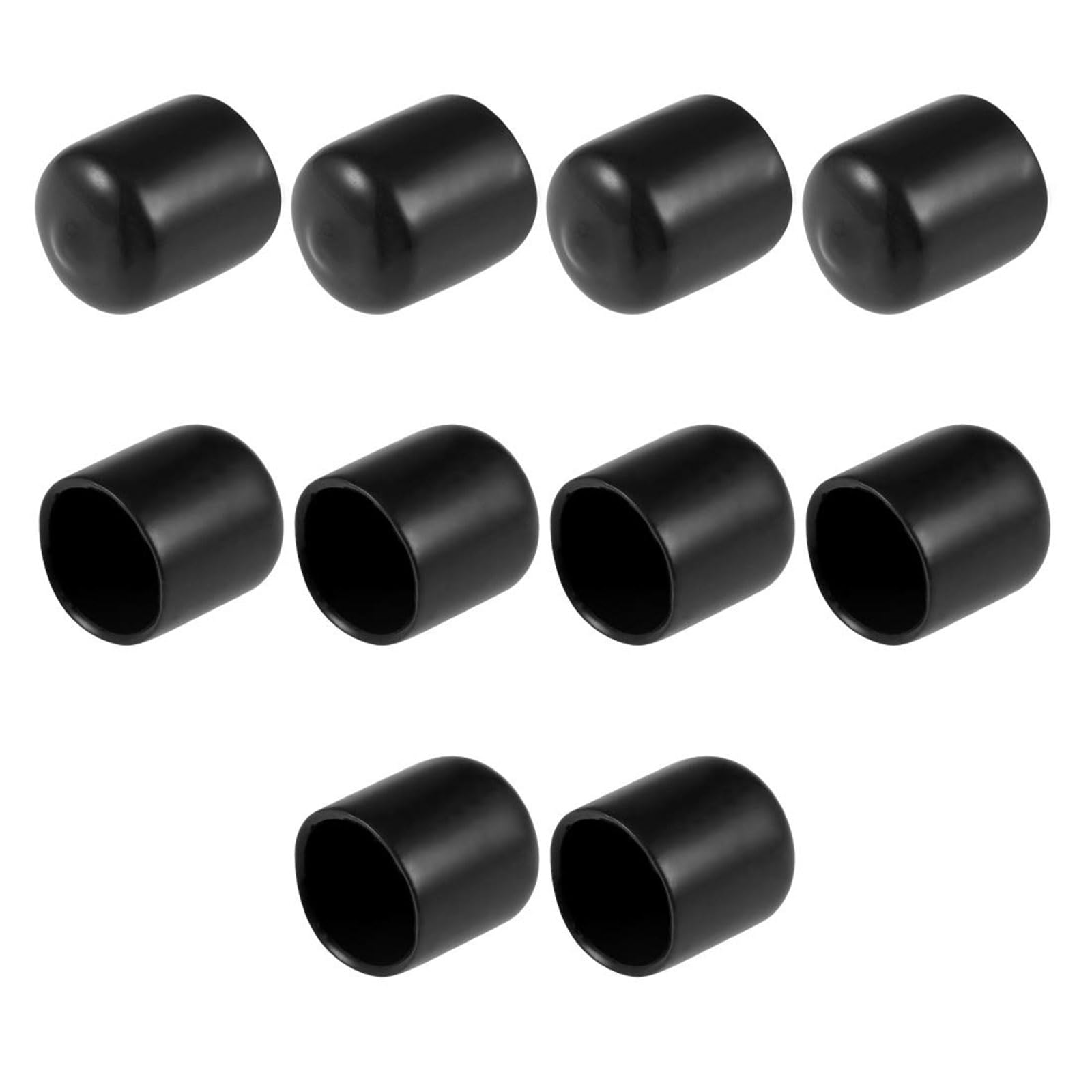 TOP-VIGOR 10Pcs Rubber End Caps Black, 17mm ID Round Flexible Screw End Caps Thread Protectors