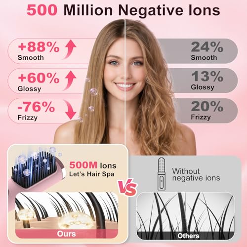 Image of Cordless Hair Straightener Brush, Portable 500 Million Ions Smooth Straightening Brush, Rechargeable 4-IN-1 Go Brush, MCH Fast Heating, 5D Dense Bristles, LED Display, Anti-Scald for Women Home Travel