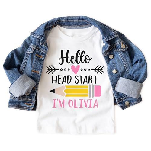 Hello Head Start Personalized Shirts For Girls - Custom Name Back To School Pencil Outfit - Cute Gift For First Day Of School Announcement - Natural Toddler & Youth T-Shirt3