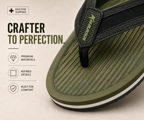 Image of Kraasa DailyStep Men's Diabetic Footwear | Doctor Inspired | Wide Toe Box | Orthopedic Flip Flop | Pressure-Relief Cushion | Anti-Skid Waterproof EVA Slipper for Men